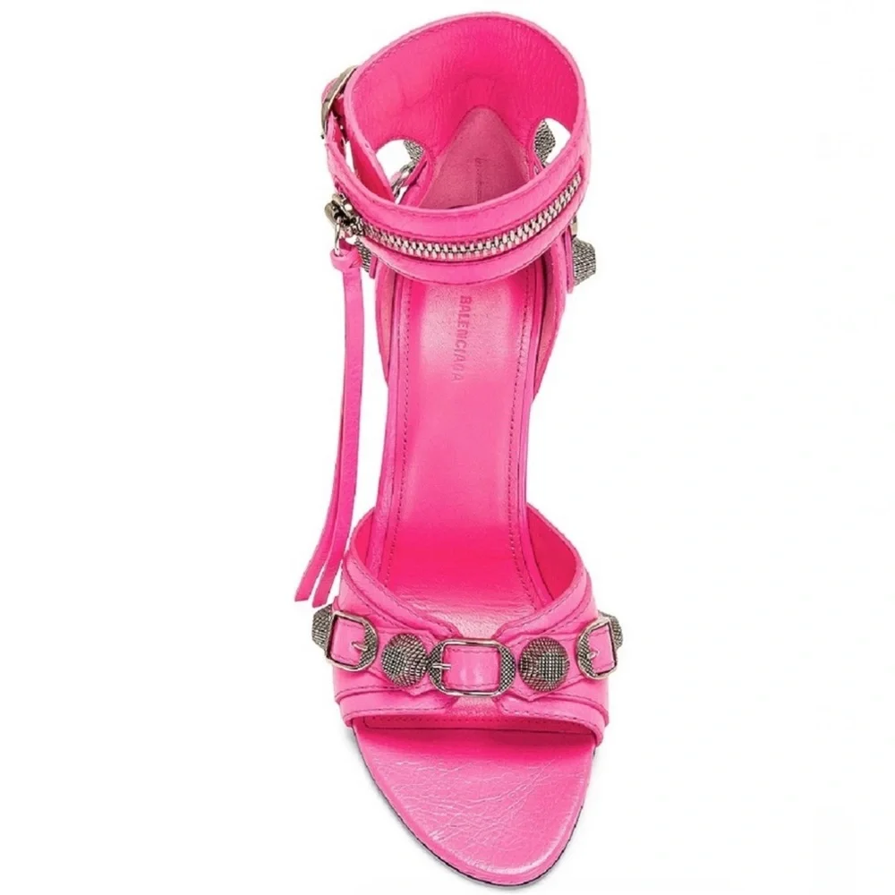 NEW BALENCIAGA REVOLVE PINK LEATHER SANDALS - Picture 13 of 16